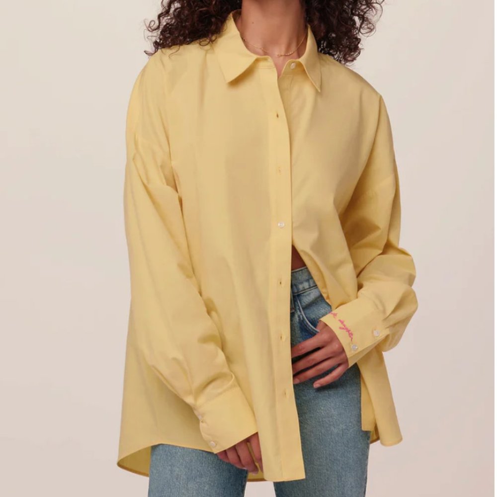 FAVORITE DAUGHTER | The Ex-Boyfriend Organic Cotton Button-Up Shirt | YELLOW